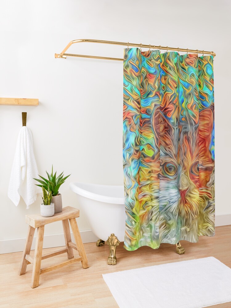Alternate view of Abstract Cat Shower Curtain