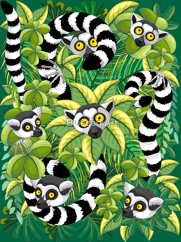 Lemurs in Madagascar Rainforest by BluedarkArt