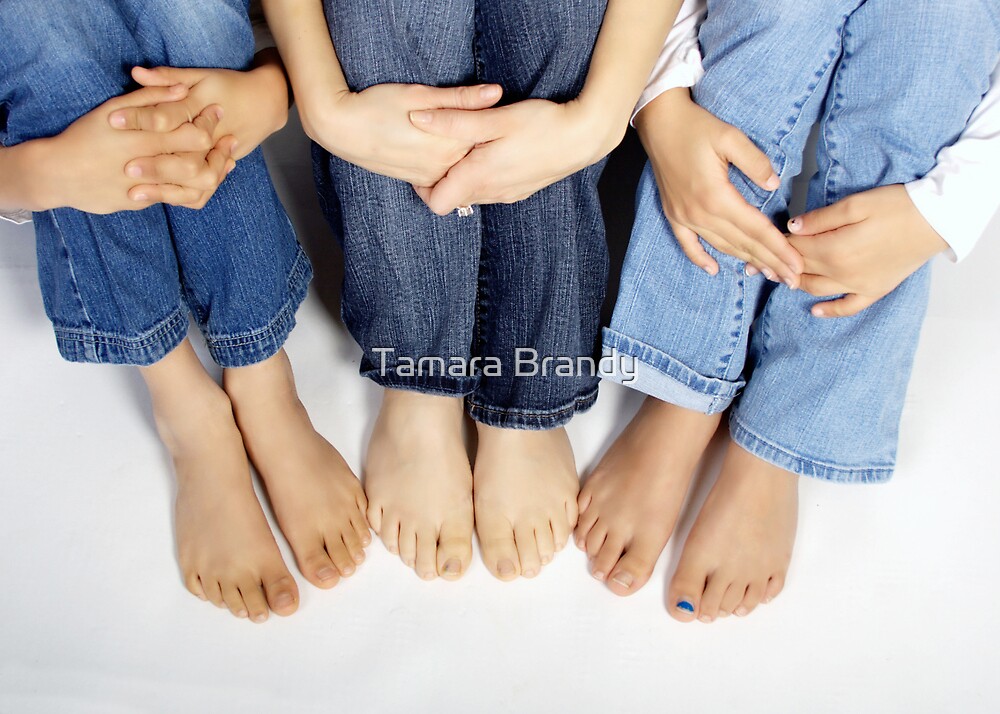 In jeans feet Category:Topless women