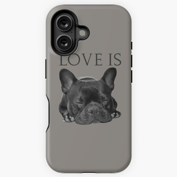 Vista previa del artículo con la obra «El amor es bulldog francés», diseñado y vendido por IKOK.