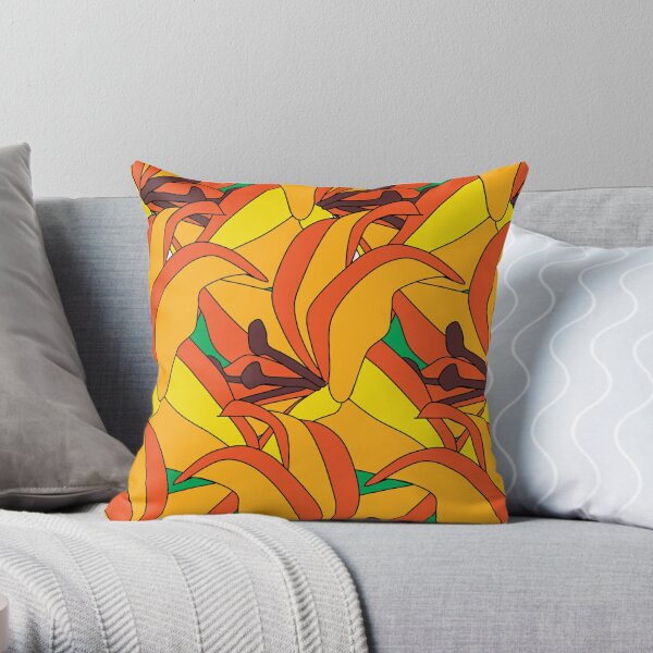 Warm Orange & Yellow Flower Flourish Throw Pillow