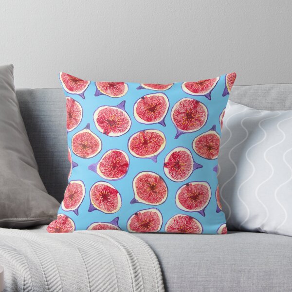 Fig slices watercolor pattern Throw Pillow