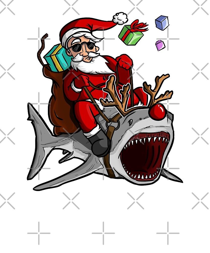 santa riding a shark sweater