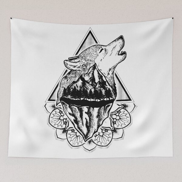 Item preview, Wolf & Mountains Mandala designed and sold by KalikaGraphisme.