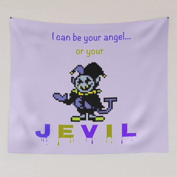 Item preview, "I can be your angel or you Jevil" Deltarune print designed and sold by carlyscreations.
