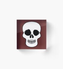 Black and White Skull Drawing Abstract Art Acrylic Block