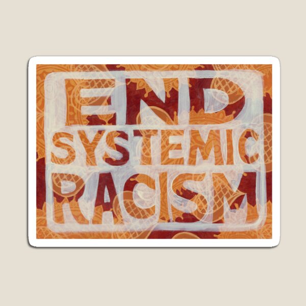 Vista previa del artículo con la obra «Fin del racismo sistémico», diseñado y vendido por Jennifer Mazzucco.