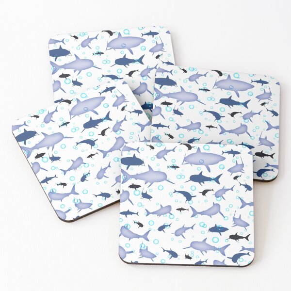 Item preview, White and Blue Shark Pattern designed and sold by TMBTM.