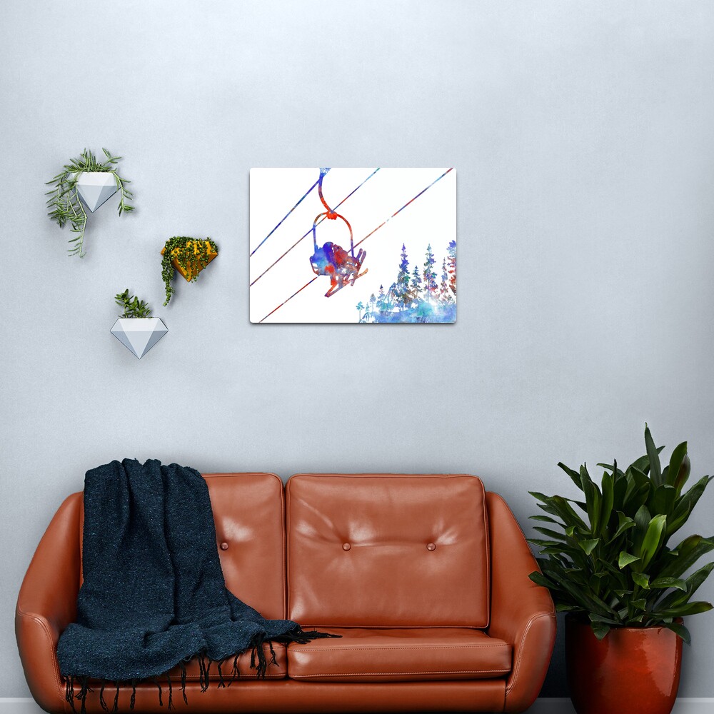 Couple ski lift, couple, ski sport, ski Metal Print