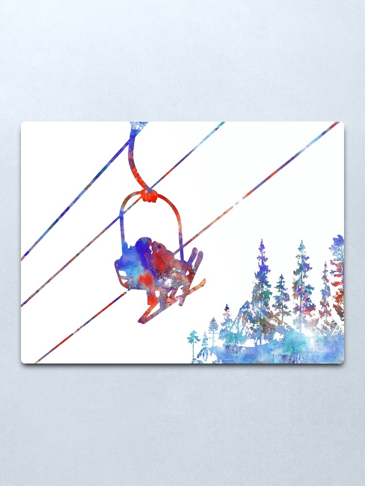 Alternate view of Couple ski lift, couple, ski sport, ski Metal Print