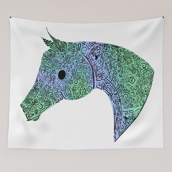 Item preview, Scribble Horse in Blue and green! designed and sold by HorseBits.