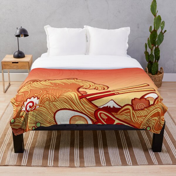 The Great Ramen Wave Throw Blanket
