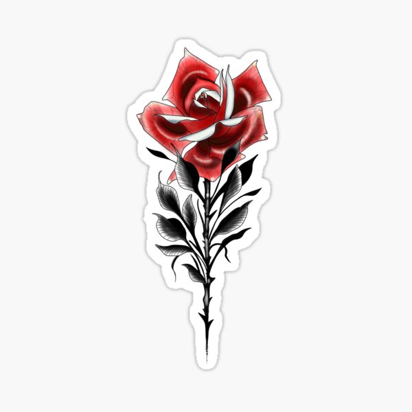 Item preview, Tattoo red rose designed and sold by Blacklinesw9.