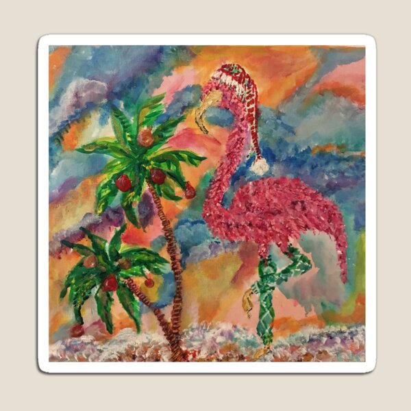 Christmas Flamingo Magnet