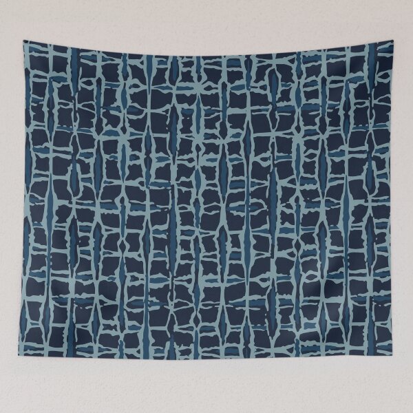 Item preview, Hand Drawn Check Pattern Indigo Blue Grunge Grid designed and sold by Limolida.