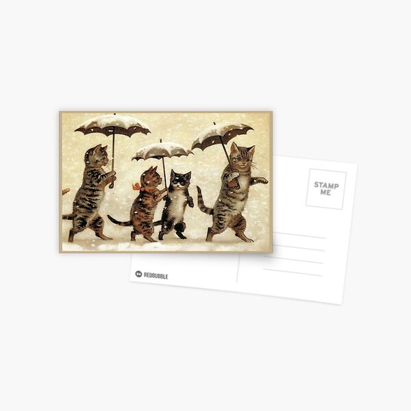 Funny Cats with Umbrellas Carte postale