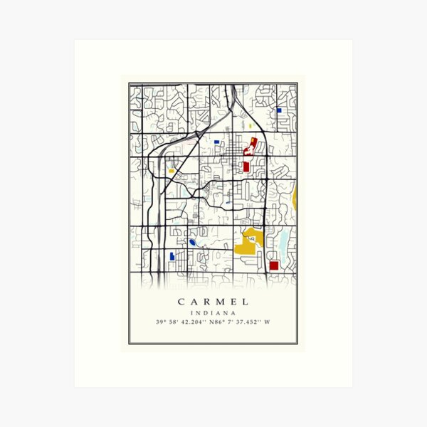 Item preview, Carmel Indiana GPS Modern Art Map designed and sold by thearttist.