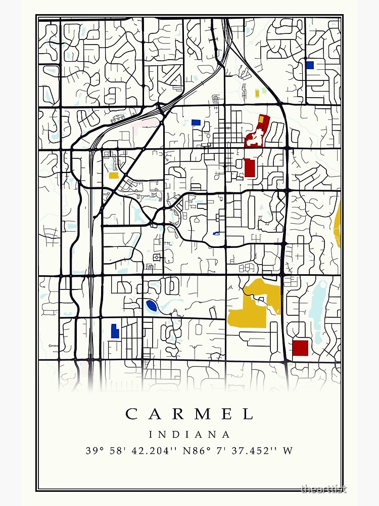 "Carmel Indiana GPS Modern Art Map" Poster for Sale by thearttist 