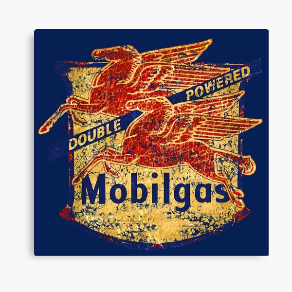 Double Powered Pegasus vintage Mobilgas sign Canvas Print
