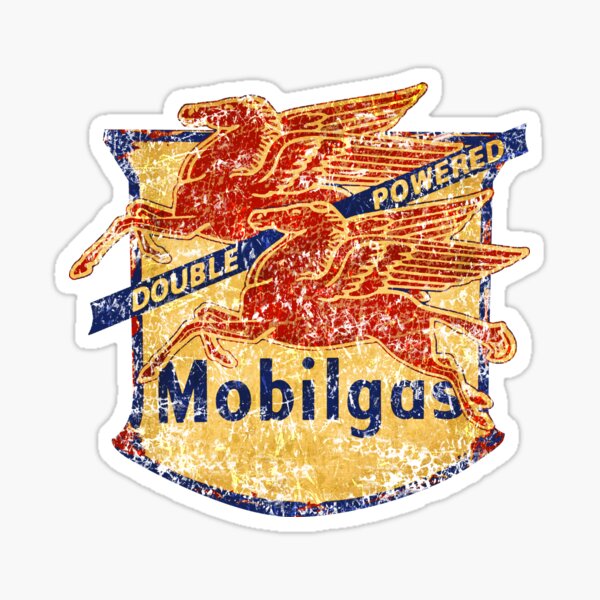 Double Powered Pegasus vintage Mobilgas sign Sticker
