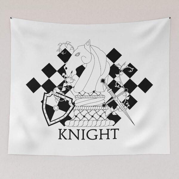 Item preview, Black and White Knight Chess Piece with Shield and Sword designed and sold by LeeTowleArt.