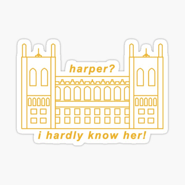 Vista previa del artículo con la obra «Harper? ¡Apenas la conozco! etiqueta engomada de la biblioteca uchicago harper», diseñado y vendido por clare-.
