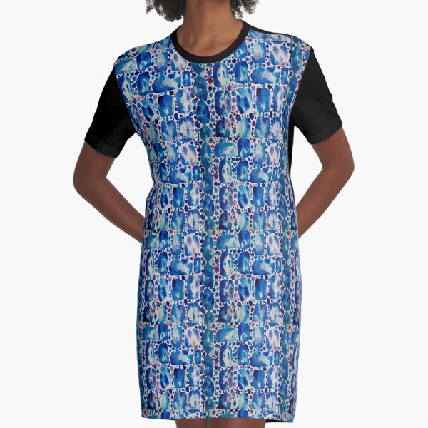 Wet on Wet: Blue, Red, Purple. Graphic T-Shirt Dress