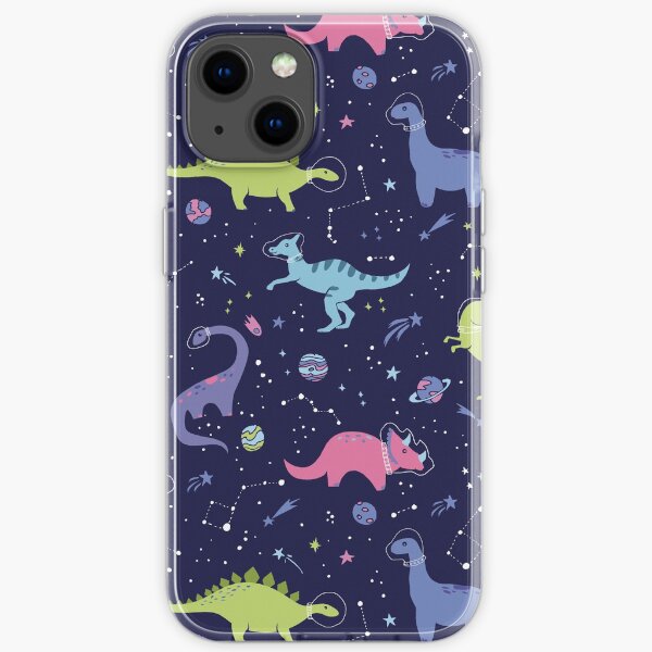 Space Dinosaurs in a Purple Sky iPhone Soft Case