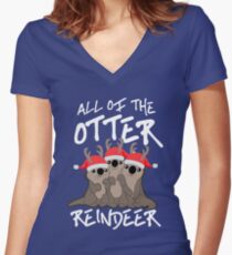 All of the Otter Reindeer Women's Fitted V-Neck T-Shirt