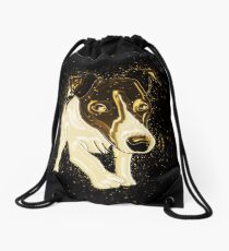 Dog funny golden Gold Drawstring Bag