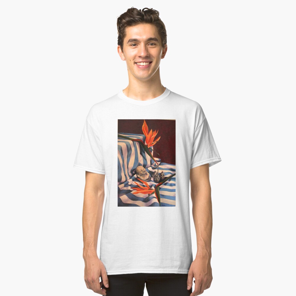 Orange Flowers and Blue Cloth Classic T-Shirt