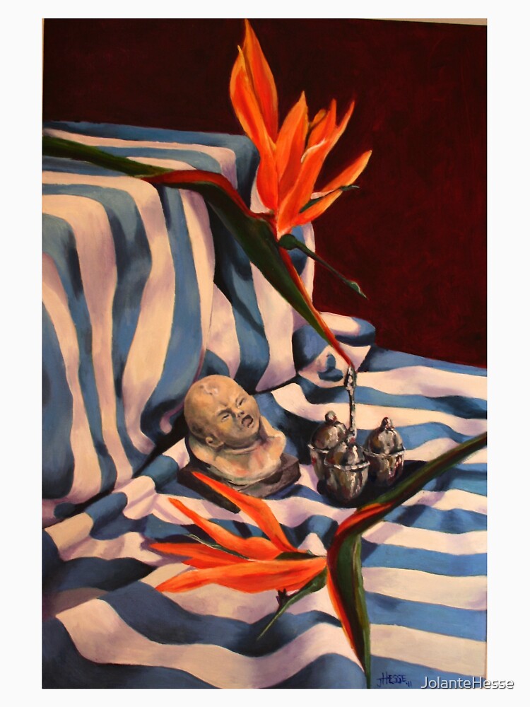 Orange Flowers and Blue Cloth by JolanteHesse