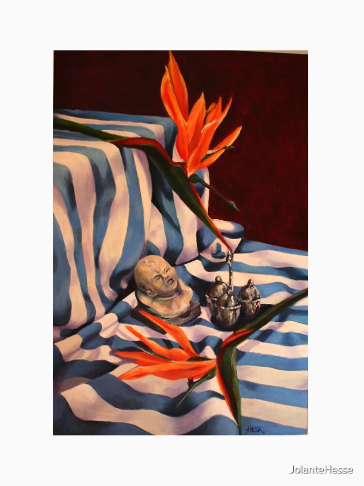 Orange Flowers and Blue Cloth by JolanteHesse