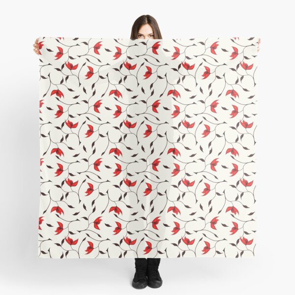 Delicate Red Flower Pattern Scarf