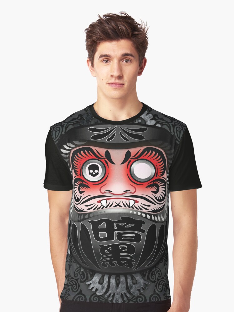 Japanese Daruma Doll Painted T-Shirt L / Black