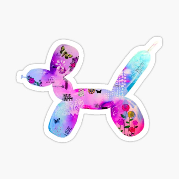colourful balloon dog mixed media art Sticker