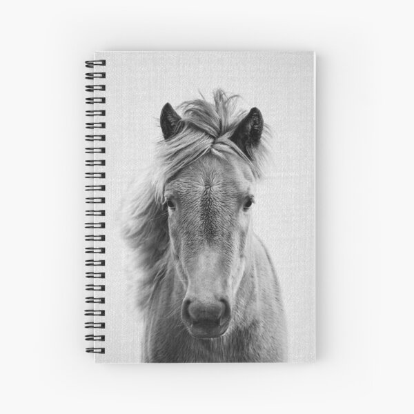 Horse - Black & White Spiral Notebook