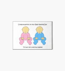 Baby Naming Day Congratulations for Twins. Art Board
