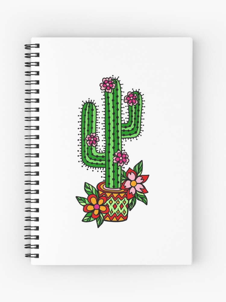 Cuaderno de espiral «Cactus con flores estilo de tatuaje de la vieja  escuela» de boom-art | Redbubble