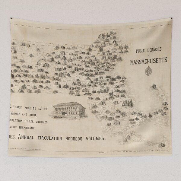 Item preview, Vintage Library Map of Massachusetts (1904) designed and sold by BravuraMedia.