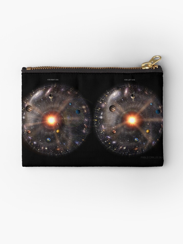 Stereoscopic View Of The Solar System With The Milky Way Galaxy Background For Cross Eyed Viewing Zipper Pouch By Pablo Carlos Budassi