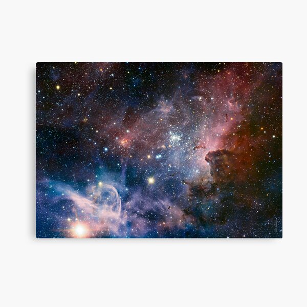 Carina Nebula NGC 3372 the Grand Nebula Pink Purple and Blue with shiny stars Space Telescope Picture HD HIGH QUALITY Canvas Print