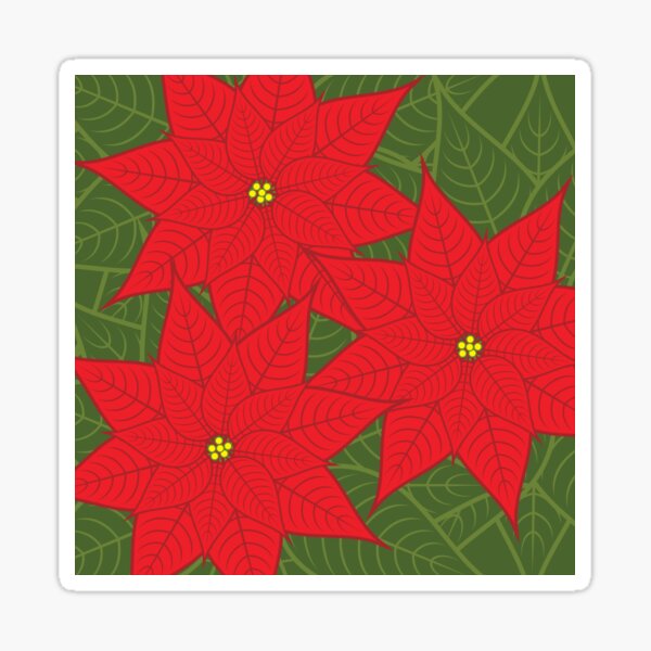 Red Poinsettia Christmas Flower Sticker