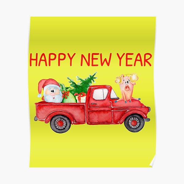 Old Red Truck - Year of the Pig 2019 - Chinese Lunar New Year Poster