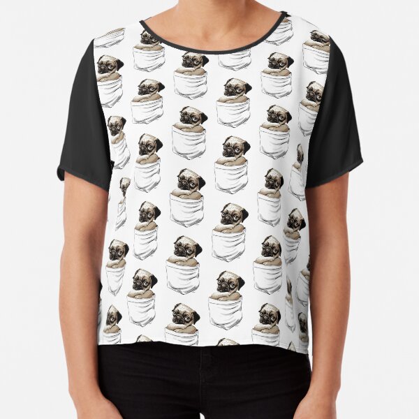 Cute Pocket Pug Puppy Chiffon Top