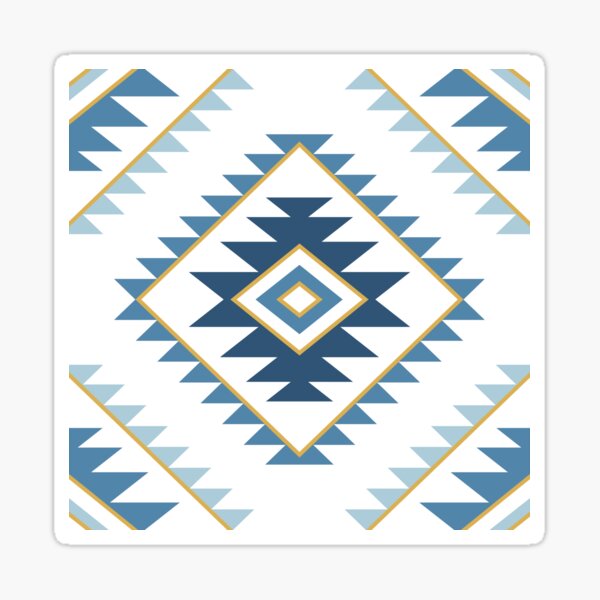 Aperçu de l'œuvre Motif de Style Aztèque Blues Or Blanc créée et vendue par NataliePaskell.