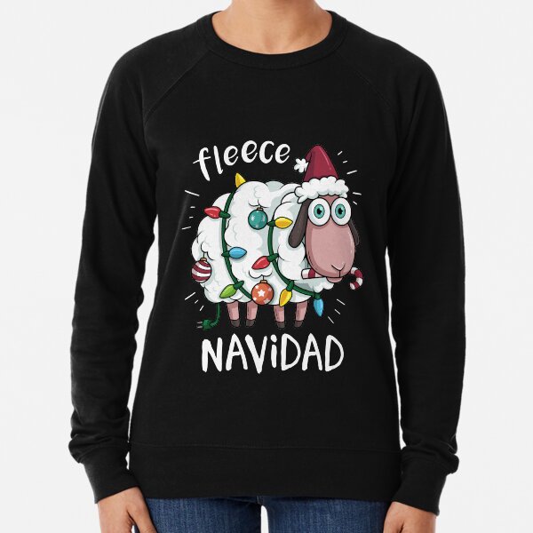 Artikel-Vorschau von Feliz Navidad Sheep Fleece Lustige Weihnachtslichter, designt und verkauft von B-Cubed-Shirts.