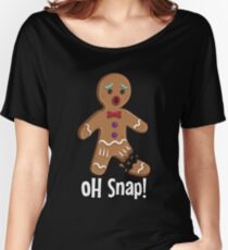 Gingerbread Man Oh Snap Snapped Leg Funny Christmas Women's Relaxed Fit T-Shirt