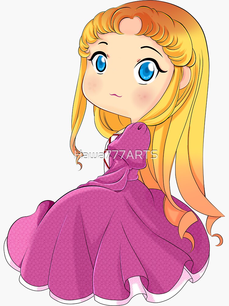 Thumbnail 3 of 3, Sticker, Chibi Cartoon Princess designed and sold by Hawa777ARTS.