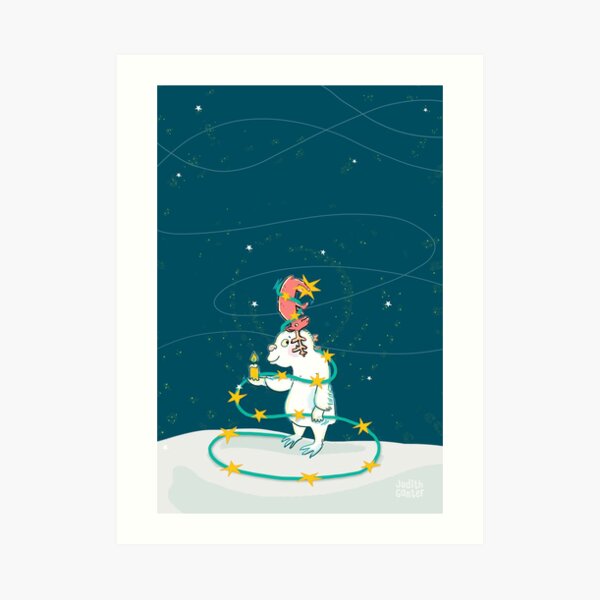 Yeti & Hirsch als Weihnachtsbaum Kunstdruck